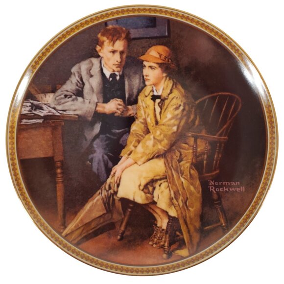 Vintage Norman Rockwell Collector Plate "Confiding in the Den" 1983 - Picture 1 of 6
